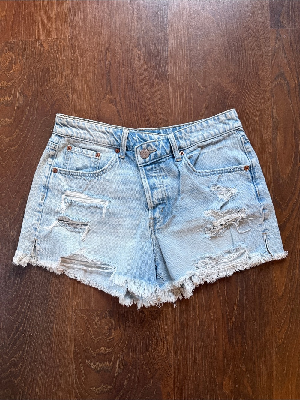 Aeropostale Light Blue Distressed Denim Cutoff Shorts